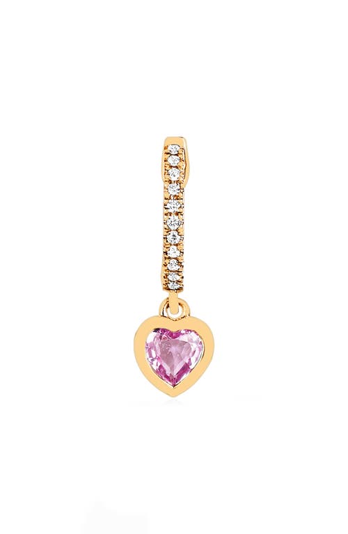 EF Collection Mini Heart Huggie Hoop Earring in 14K Yellow Gold Pink Sapphire at Nordstrom