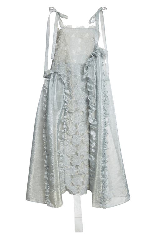 Shop Cecilie Bahnsen Oswald Magnolia Embroidered Organza Dress In Grey