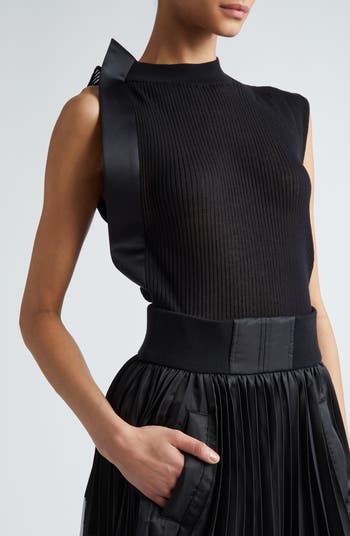 sacai キャップスリーブトップス Sacai Rib Cap Sleeve Sweater | Nordstrom