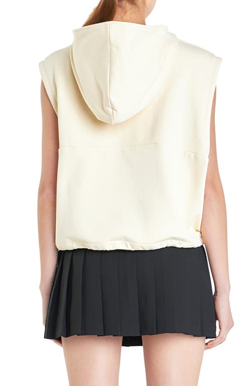 Grey Lab Sleeveless Quarter Zip Cotton Hoodie In Cream