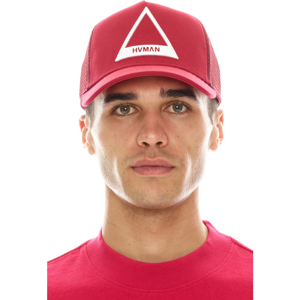 Shop Hvman Triangle Logo Trucker Hat In Red