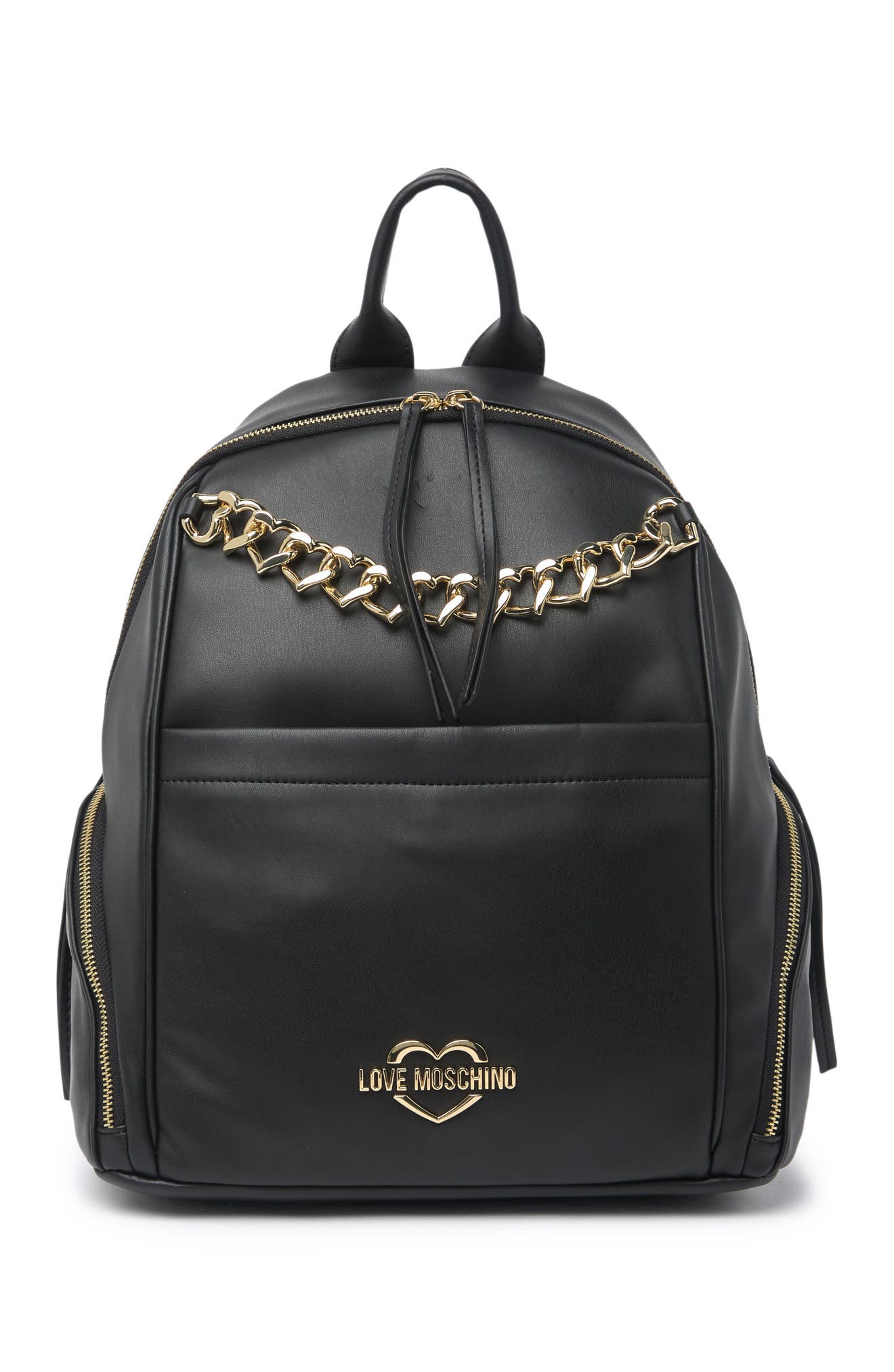 LOVE MOSCHINO HEART CHAIN LEATHER BACKPACK,439087627570