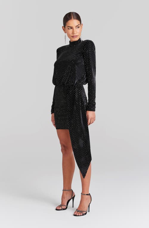Shop Nadine Merabi Luna Long Sleeve Stretch Cocktail Minidress In Black