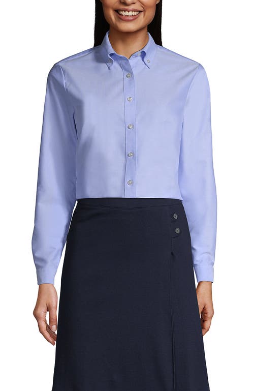 Shop Lands' End School Uniform  Long Sleeve Oxford Dress Shirt In Blue