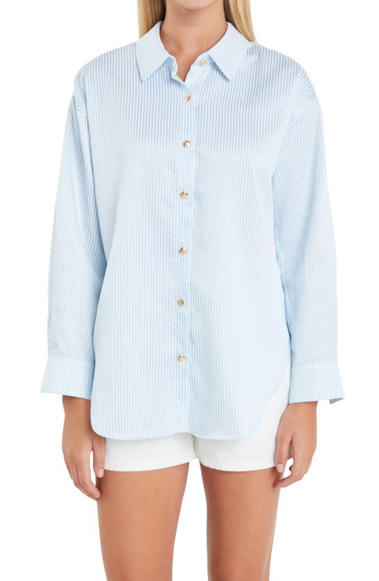 Shop English Factory Stripe Button-up Shirt In Blue