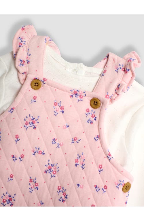 Shop Jojo Maman Bébé Jojo Maman Bebe Quilted Floral Cotton Overalls & Top Set In Pink