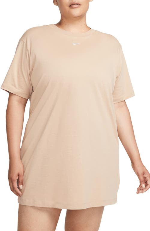 Nike Sportswear Essential Cotton T-Shirt Dress in Hemp/White
