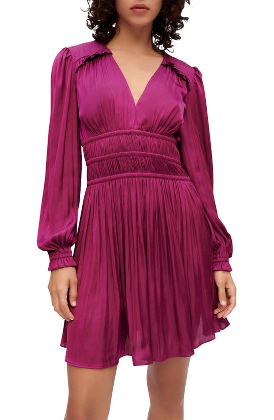 Maje V-neck Long-sleeve Midi Dress In Dark Pink