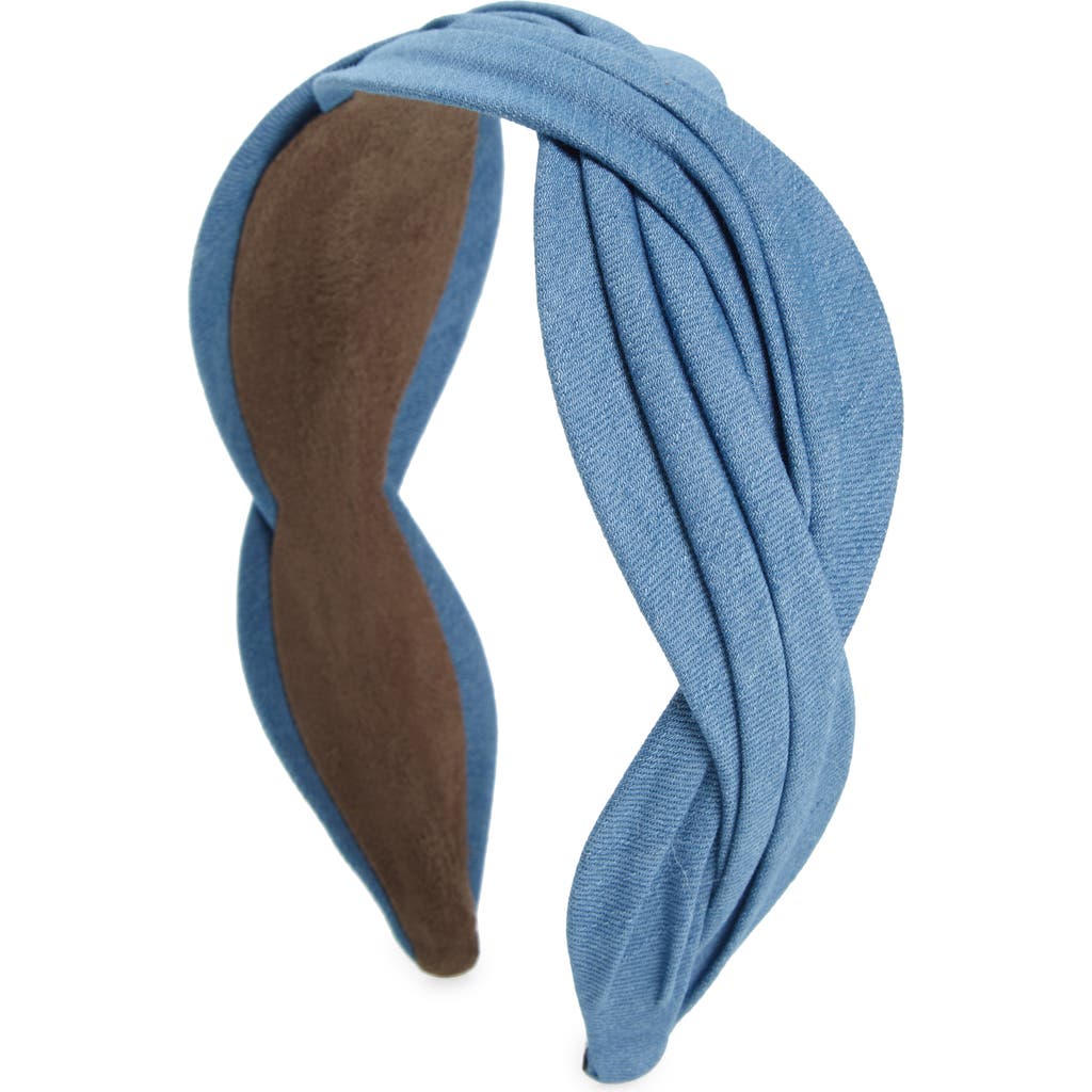 Tasha Wide Braided Pleated Headband In Blue