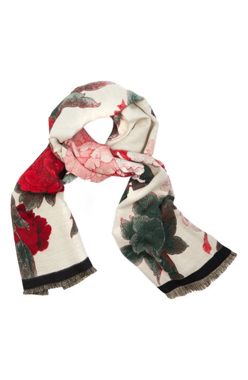 Saachi Floral Reversible Scarf In Medium Beige