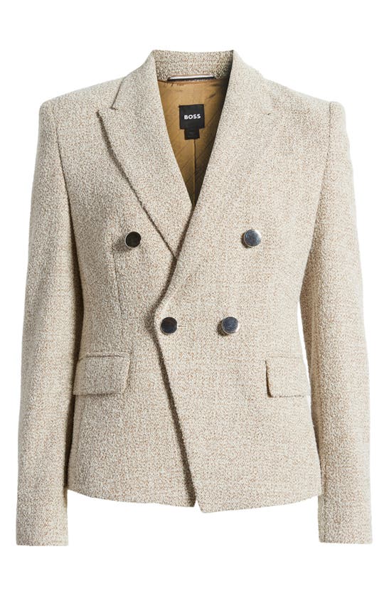 Hugo Boss Jocanah Textured Double Breasted Sport Coat In Beige Boucle