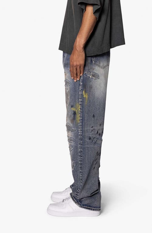 Mnml Ultra Baggy Ripped Jeans In Light Blue