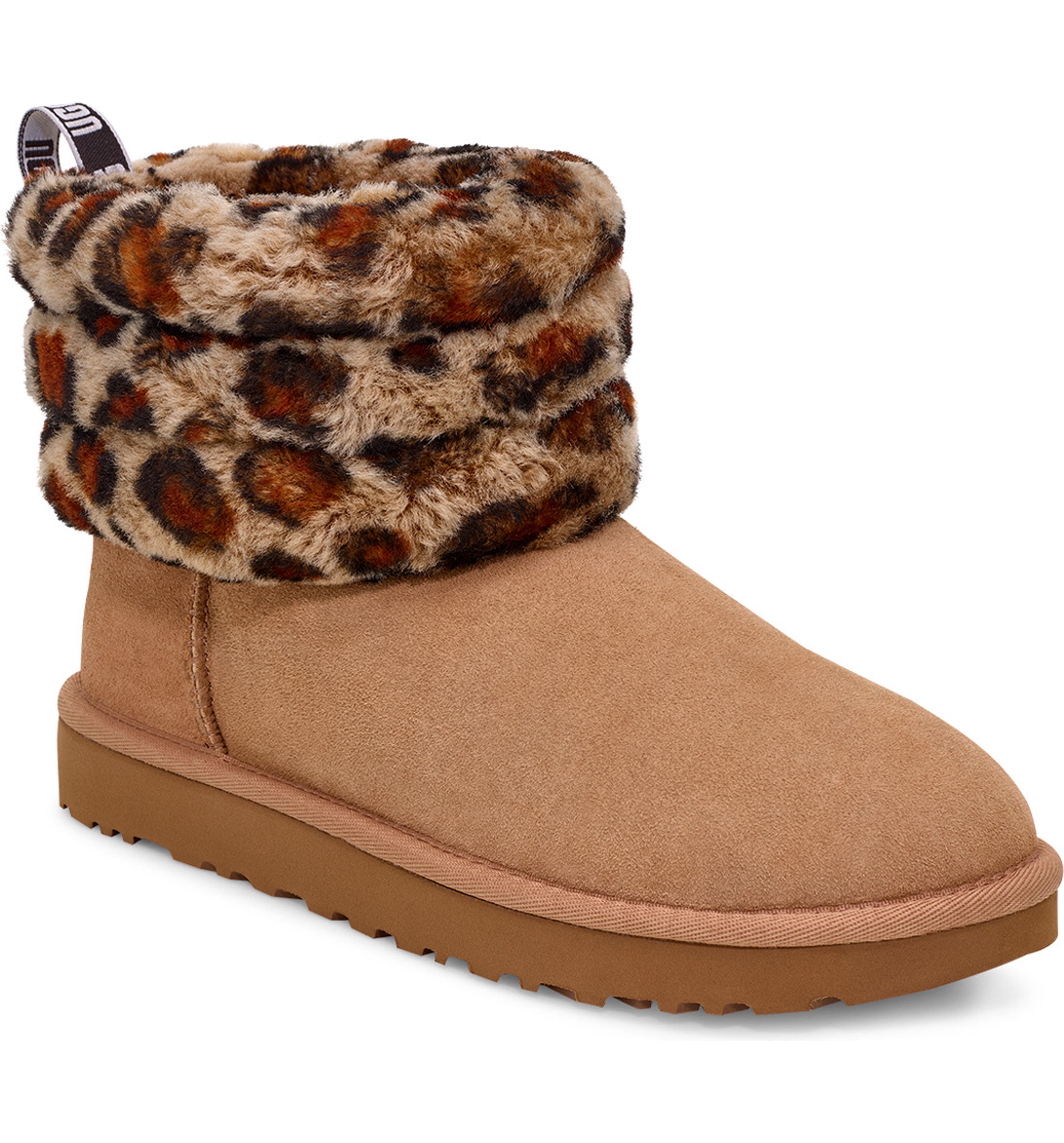 UGG® Mini Fluff Quilted Leopard Print Boot (Women) | Nordstrom