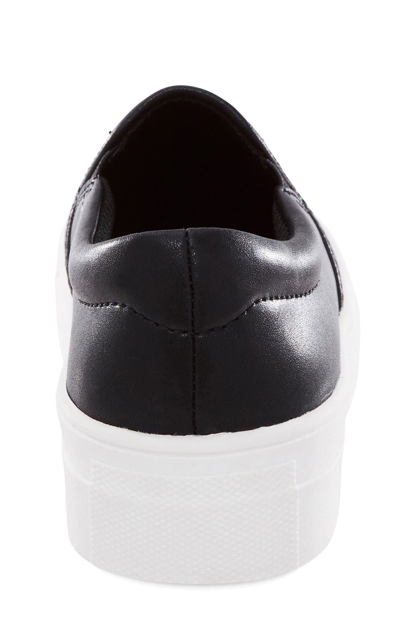 black leather platform slip on sneakers