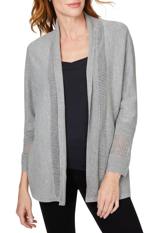 Pointelle Open Front Cardigan in Heather Grey