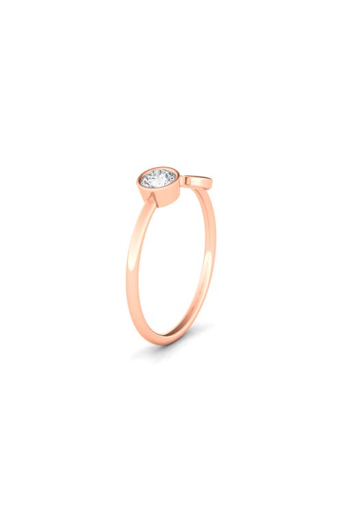 Shop Hautecarat Letter Lab Created Diamond 18k Rose Gold Ring In 18k Rg