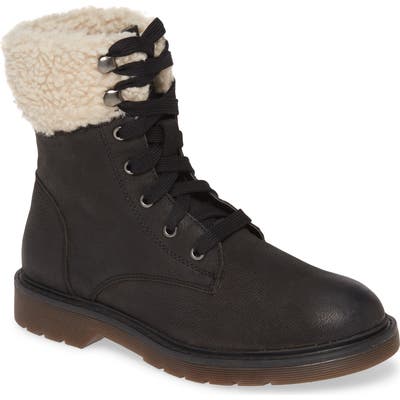 Band Of Gypsies Dillon Fleece Cuff Lace Up Boot, Black