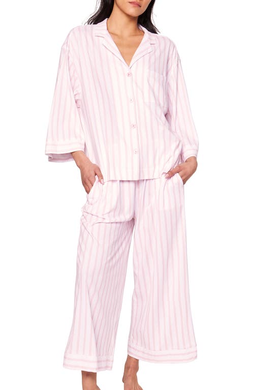 Shop Petite Plume Olivia Wide Leg Pima Cotton Pajamas In Pink