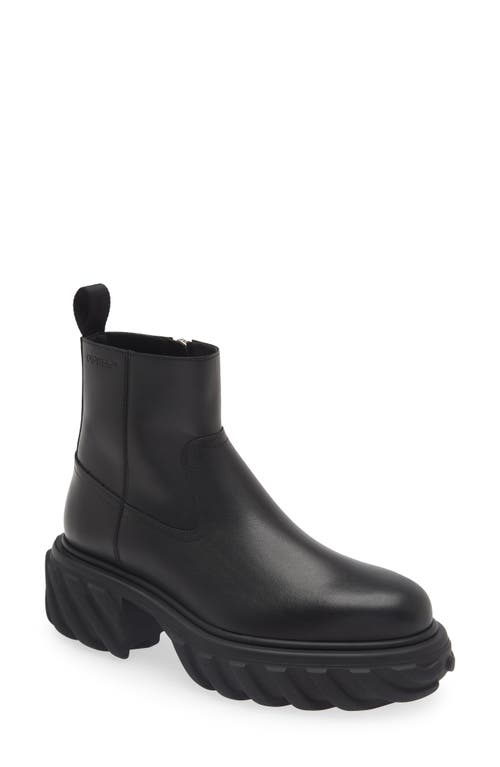 Tractor Lug Zip Boot in Black White