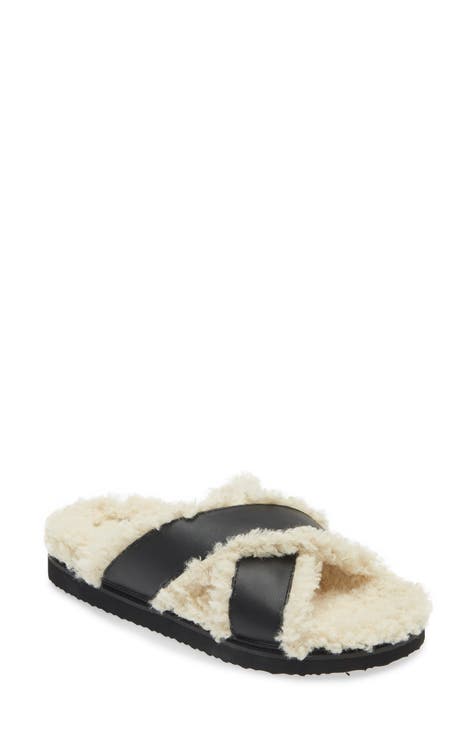 Zelie Faux Shearling Lined Sandal (Women)