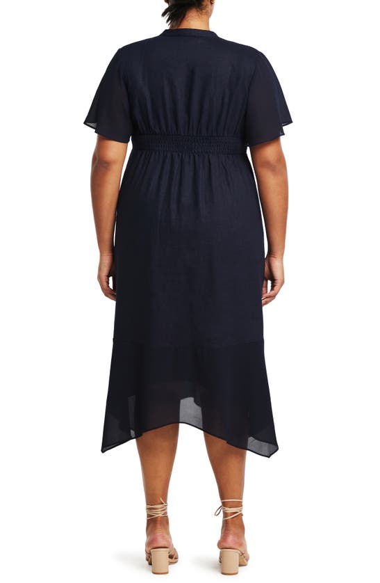 Shop Estelle Claudia Linen Blend A-line Dress In Navy