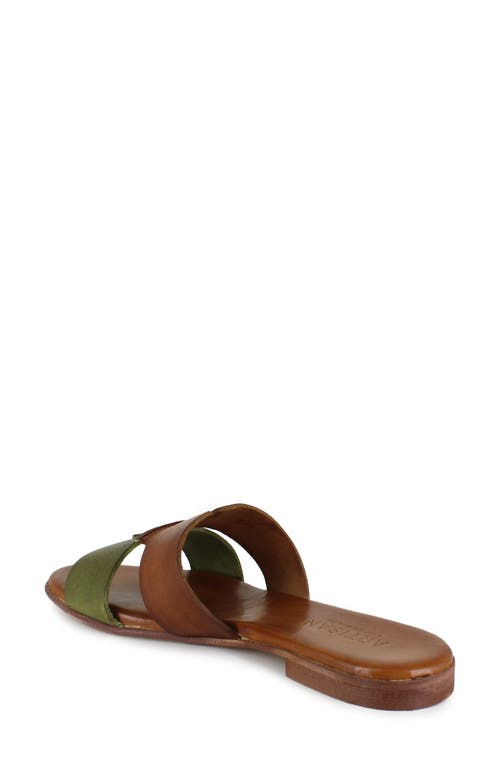 Artisan Crafted By Zigi Allony Leather Flat In Multi Brown/green