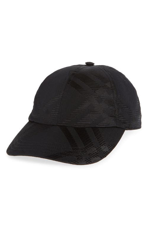 Shop Burberry Tonal Check Adjustable Baseball Cap In Black