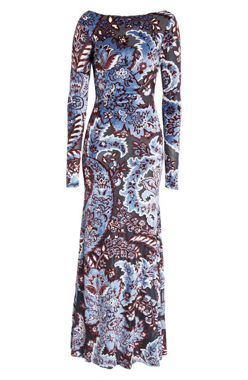 Shop Etro Long Sleeve Tulle & Velvet Maxi Dress In S9880