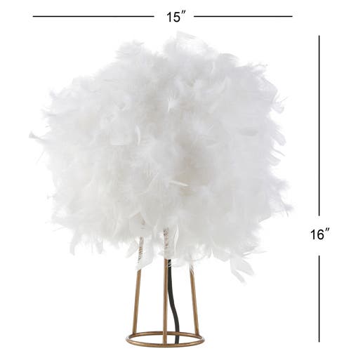 Jonathan Y Stork Feather Metal Led Table Lamp In White/gold