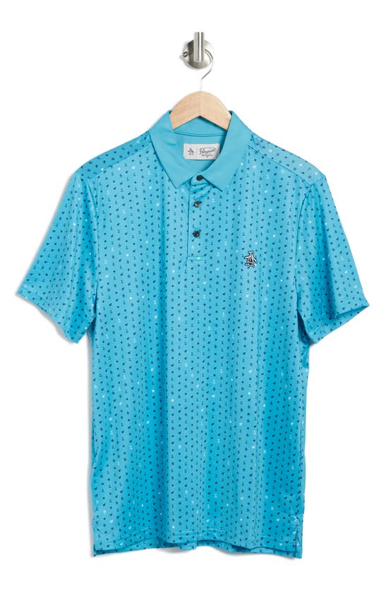 Original Penguin Golf Novelty Print Polo Shirt In Bluebird