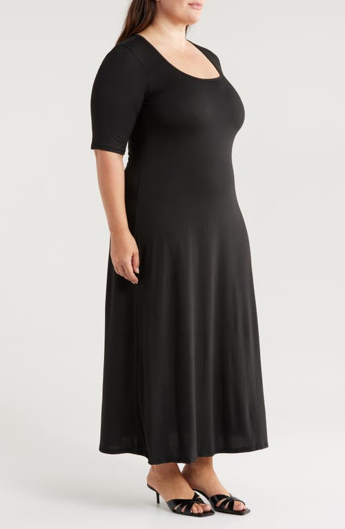 Shop 24seven Comfort Apparel Scoop Neck Jersey Maxi Dress In Black