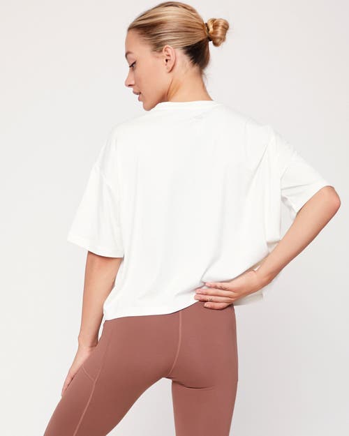 Shop Rebody Active Cozy Boxy Tee Short Sleeve Top In Bone