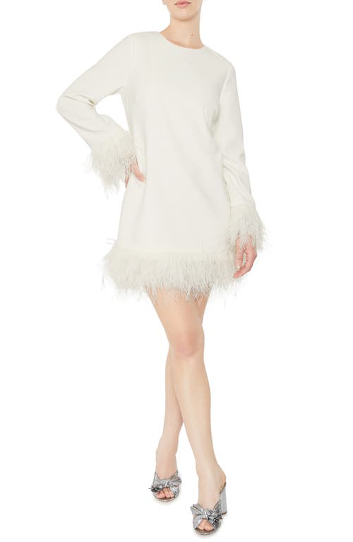 LIKELY Marullo Feather Trim Long Sleeve Dress at Nordstrom,