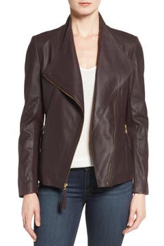 Via Spiga Asymmetrical Leather Jacket | Nordstrom