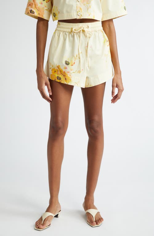 Zimmermann Lightburst Relaxed Floral Shorts Yellow at Nordstrom,