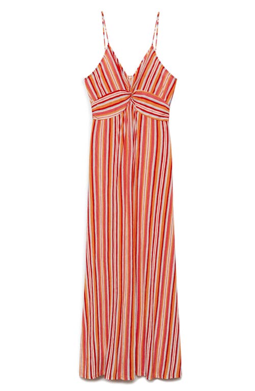Mango Stripped Print Dress Orange In Orange