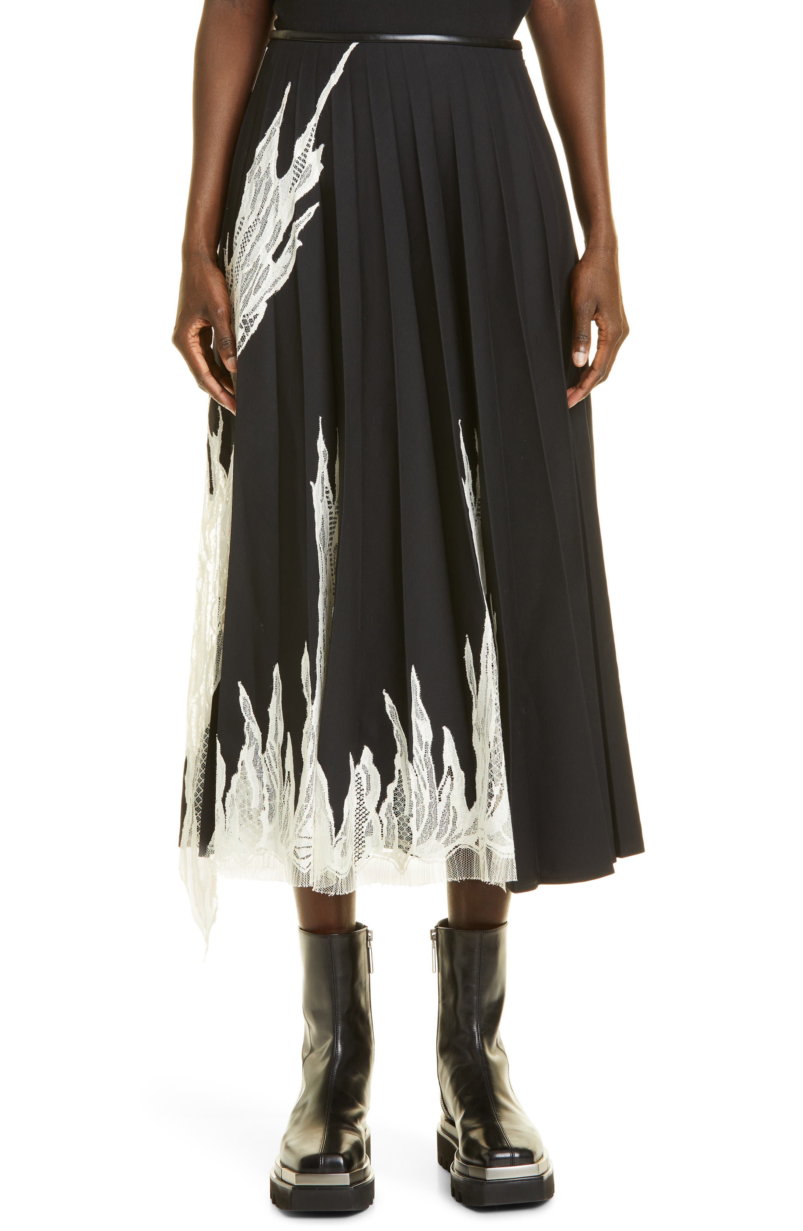 black lace applique skirt