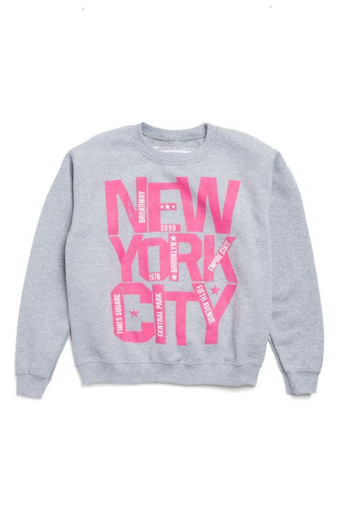 Teen Girls Long Sleeve NY Fleece Oversized Sweatshirt