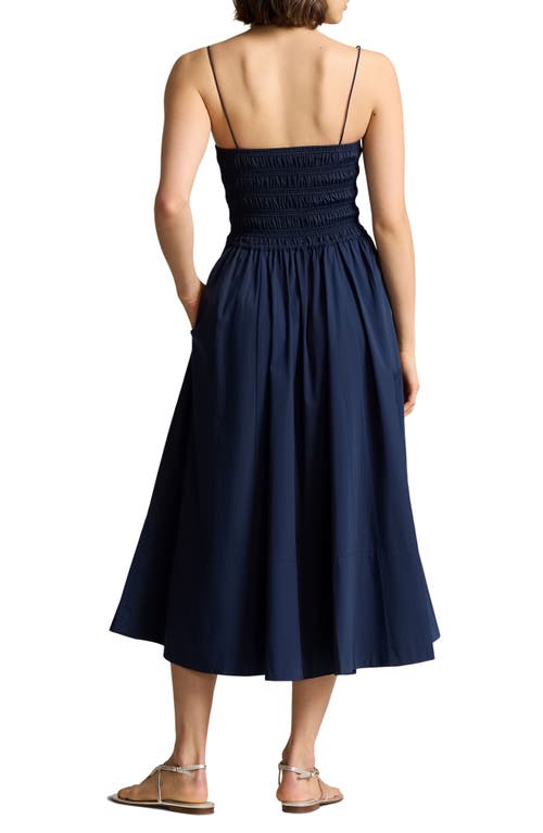 Shop Polo Ralph Lauren Shirred Bodice Sundress In Cruise Navy