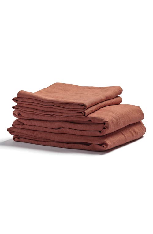 PIGLET IN BED Linen Duvet Cover & Bedding Set in Burnt Orange at Nordstrom, Size King