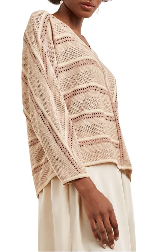 Shop Misook Multistitch Dolman Sleeve Tunic Sweater In Sand/prchmnt