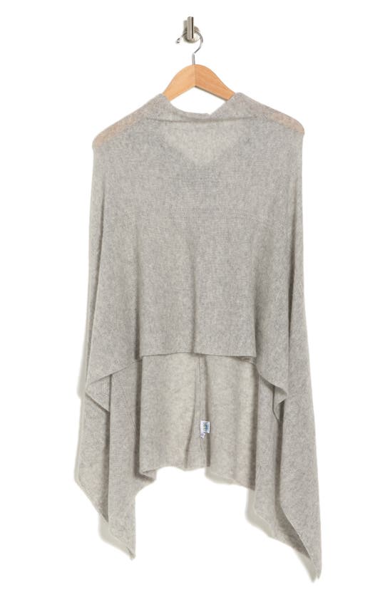 Portolano Cashmere Bow Poncho In Light Heather Grey