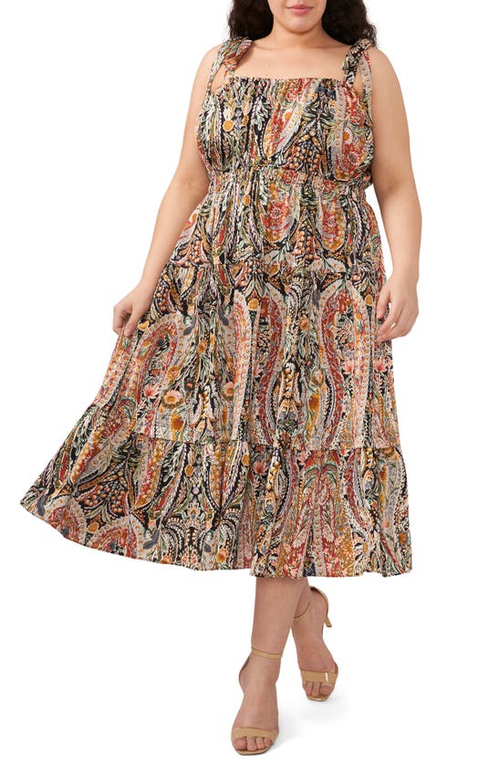 1.STATE PAISLEY FLORAL TIERED MIDI DRESS