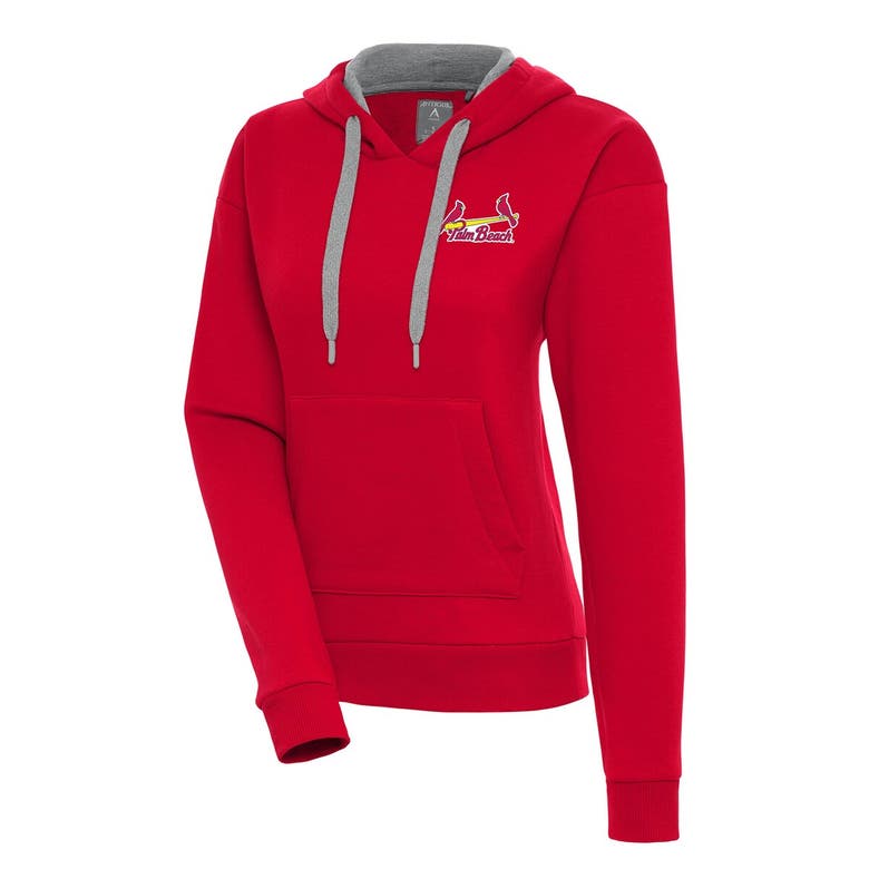 Shop Antigua Red Palm Beach Cardinals Victory Pullover Hoodie
