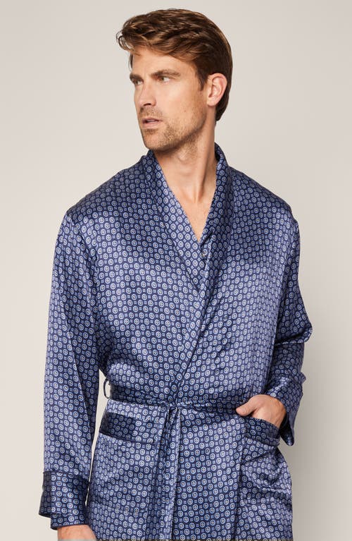 Shop Petite Plume Midnight Silk Robe In Navy