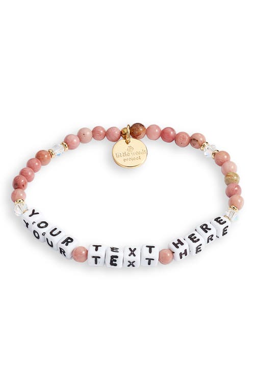 Little Words Project Custom Beaded Stretch Bracelet in Rhodonite/Pink