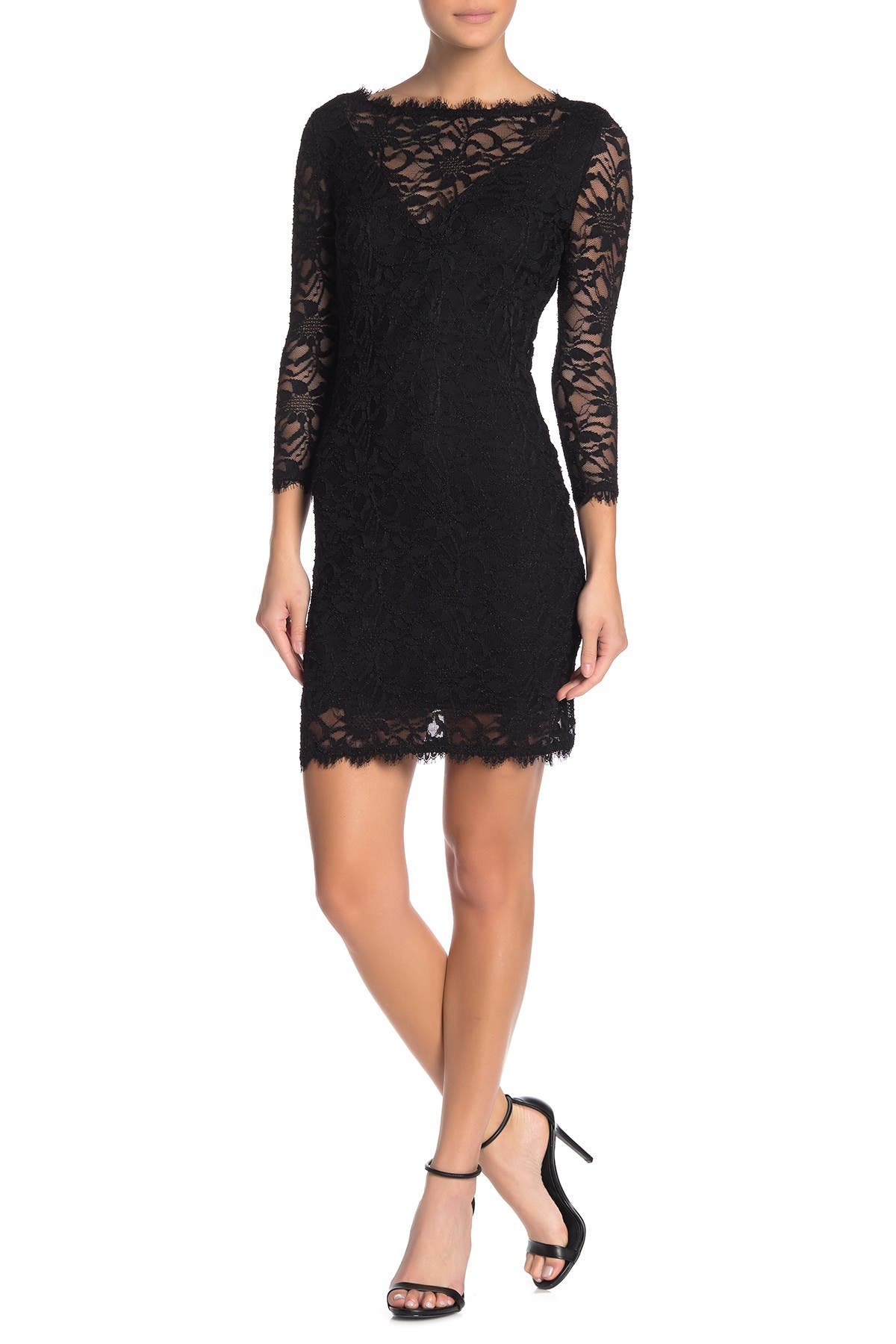 scalloped lace bodycon dress