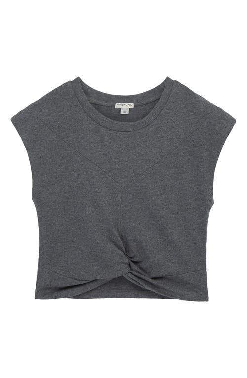 Shop Habitual Kids Kids' Twist Front Cotton T-shirt In Charcoal Grey Heather