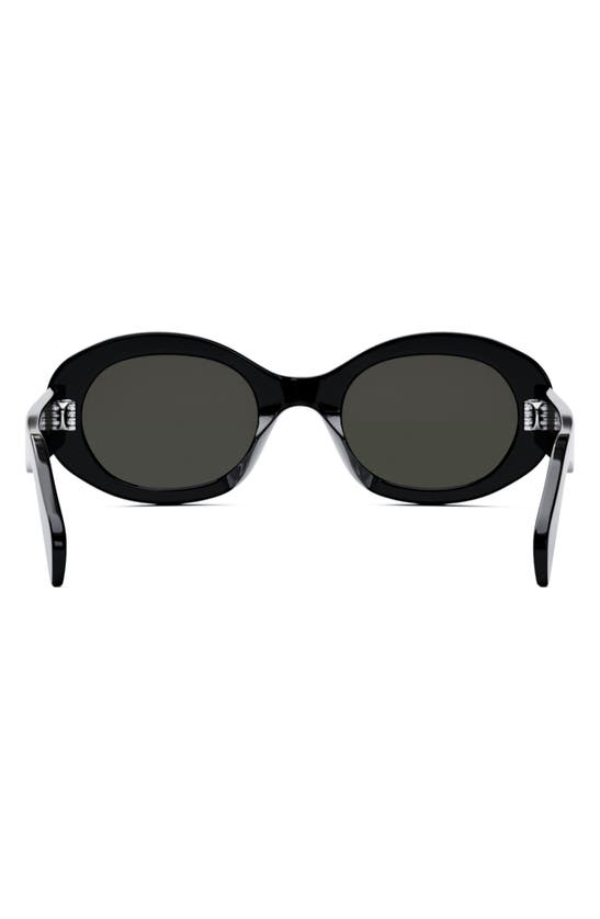 Shop Celine Triomphe 52mm Oval Sunglasses In Black/ Smoke