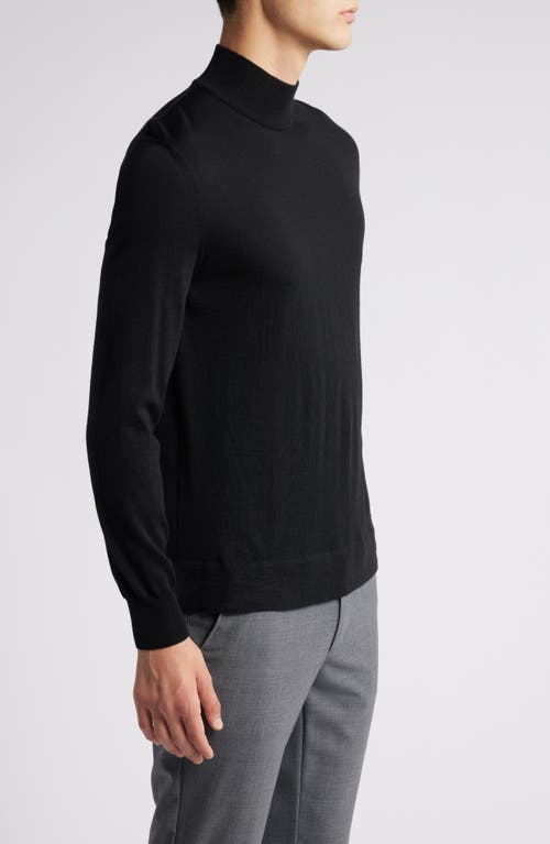 Shop Canali Mock Neck Wool Sweater In Black